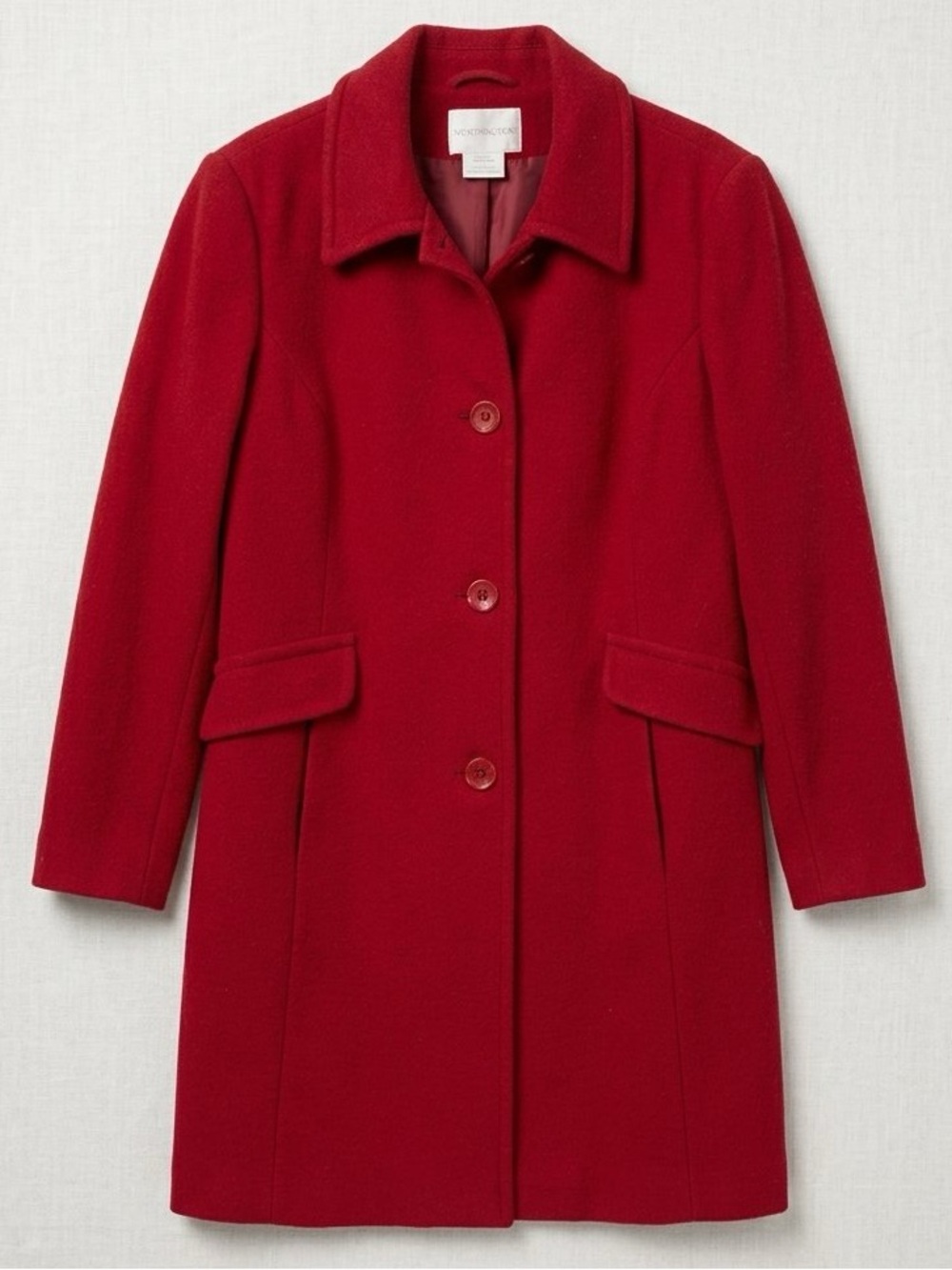 Worthington Red Tailored Wool-Blend Pea Coat